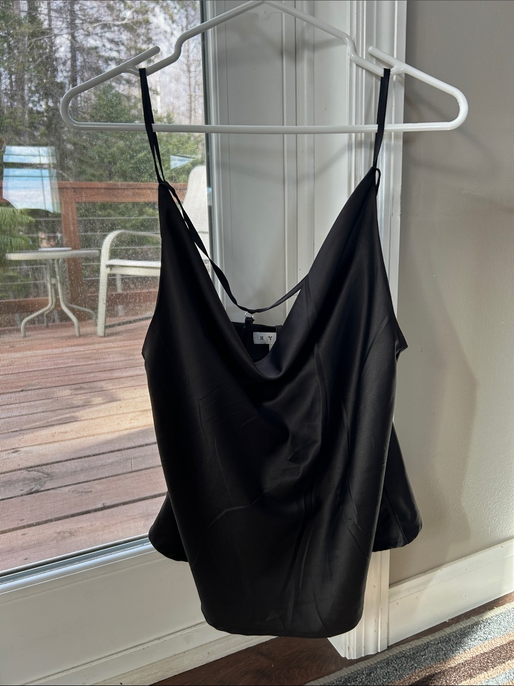HYFVE Black Satin Cowl Neck Camisole